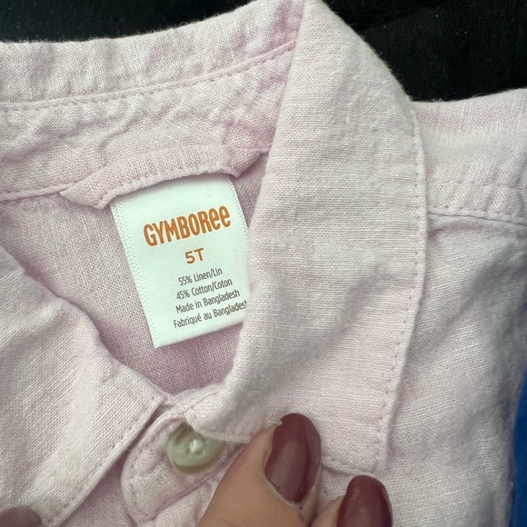 Gymboree Light Pink and blue Linen-Blend Shirt set - Picture 3 of 5